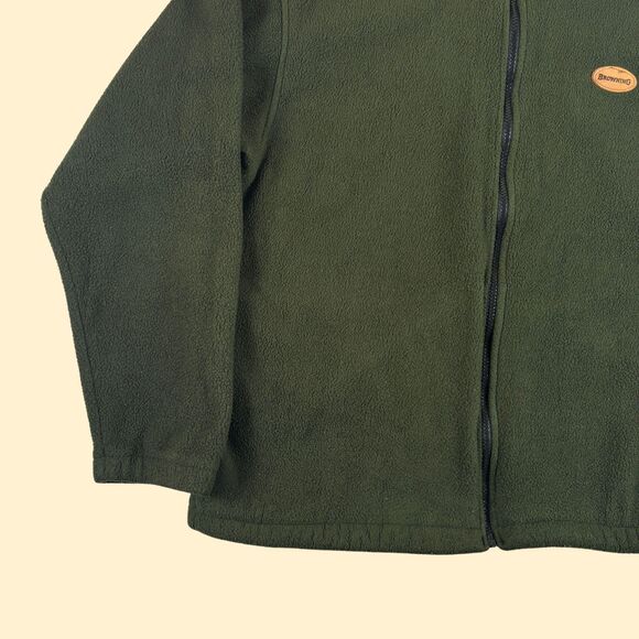 1990s L Browning fleece zip up, vintage green zip up mens outdoors jacket - Picture 2 of 8